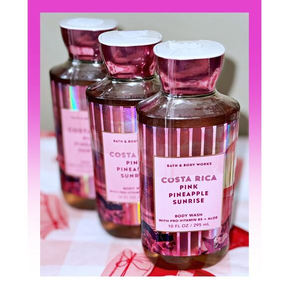 Bath & Body Works COSTA RICA Pink Pineapple Sunrise 10oz Shower Gel Body Wash x3 - Picture 1 of 4